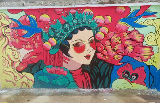 都江堰墙体彩绘-网红墙