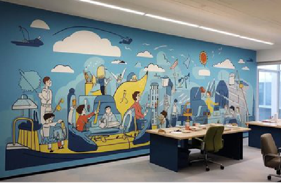 都江堰办公室墙绘的特点。