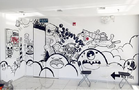 都江堰手绘墙并非传统涂鸦。